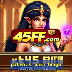 palavras para bingo de cha de lingerie
